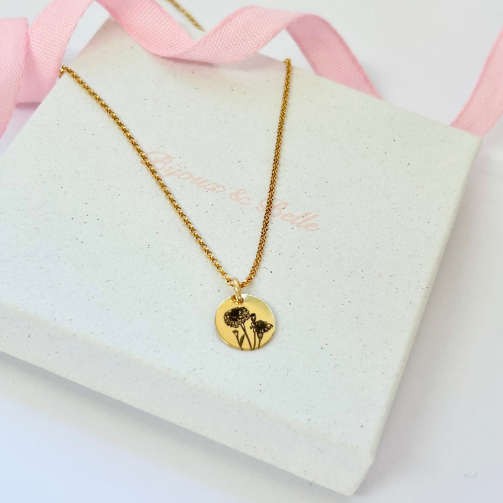 October Birth Flower Necklace | Marigold