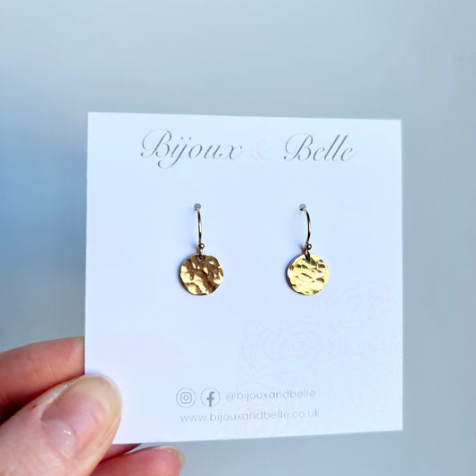 Gold Hammered Disc Earrings