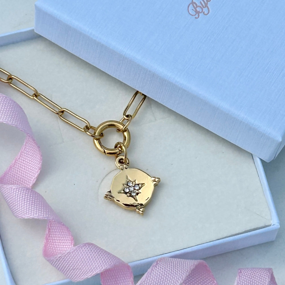 Gold PVD Plated Sparkly North Star Necklace | Hope, Guidance & Eternity