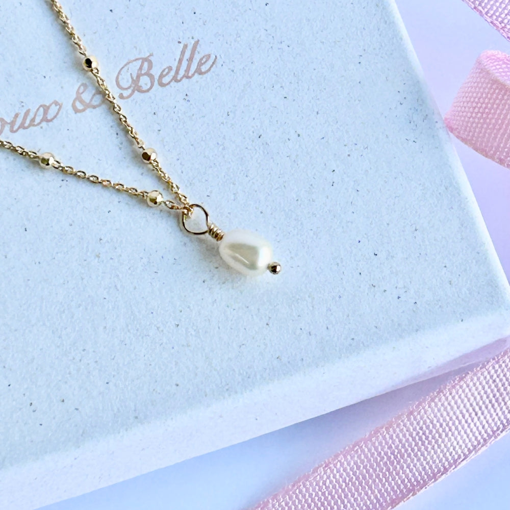 Mini Pearl Drop Necklace - Sterling Silver | June Birthstone | New Beginnings