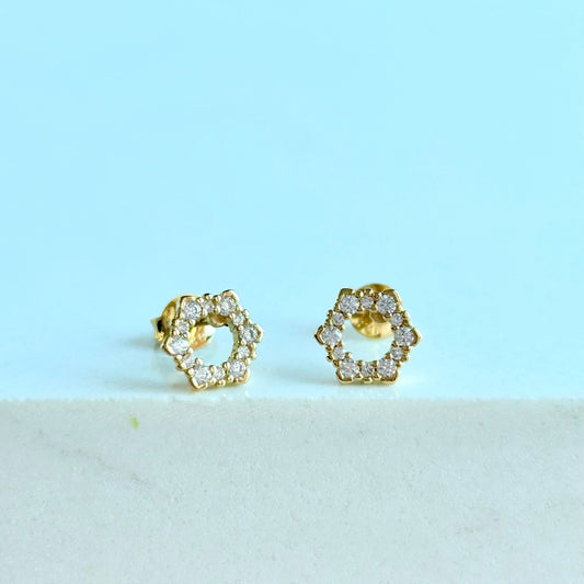 Sparkly Hexagon Stud Earrings | Harmony