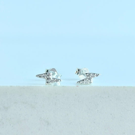 Sparkly Lightning Stud Earrings