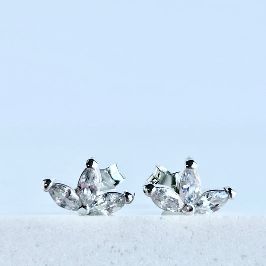 Sparkly Triple Leaf Studs