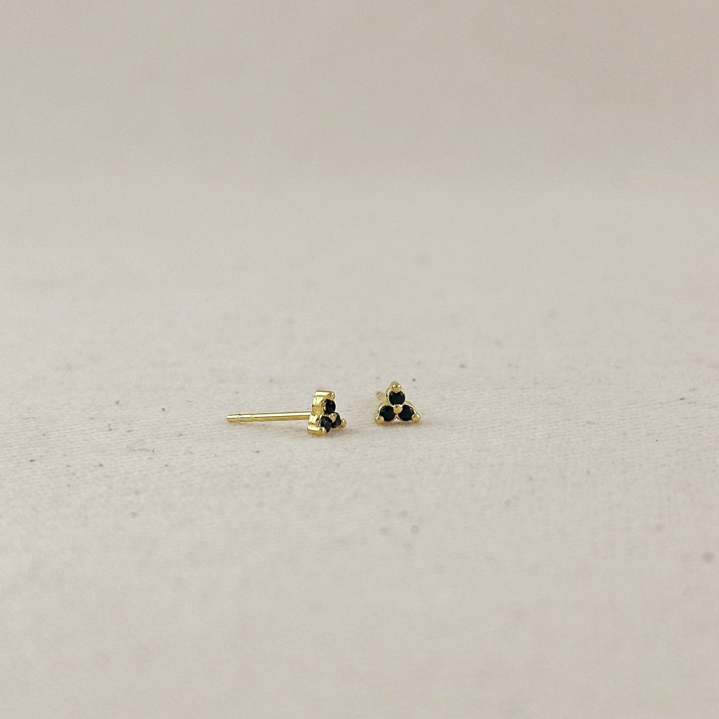 18K Gold Filled Triple CZ Triangle Stud Earrings