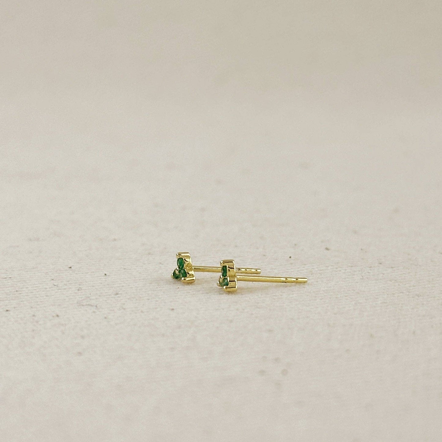 18K Gold Filled Triple CZ Triangle Stud Earrings