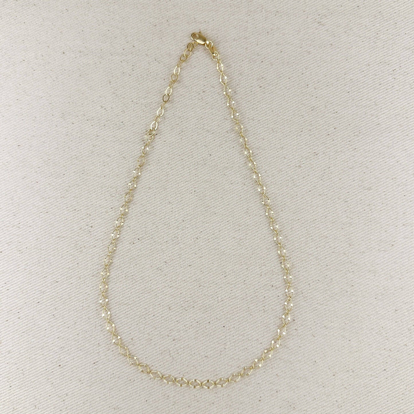 18k Gold Filled Diamond Cut Detailed Chain Necklace