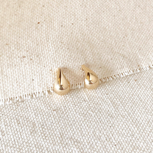 18k Gold Filled 10mm Teardrop Stud Earrings