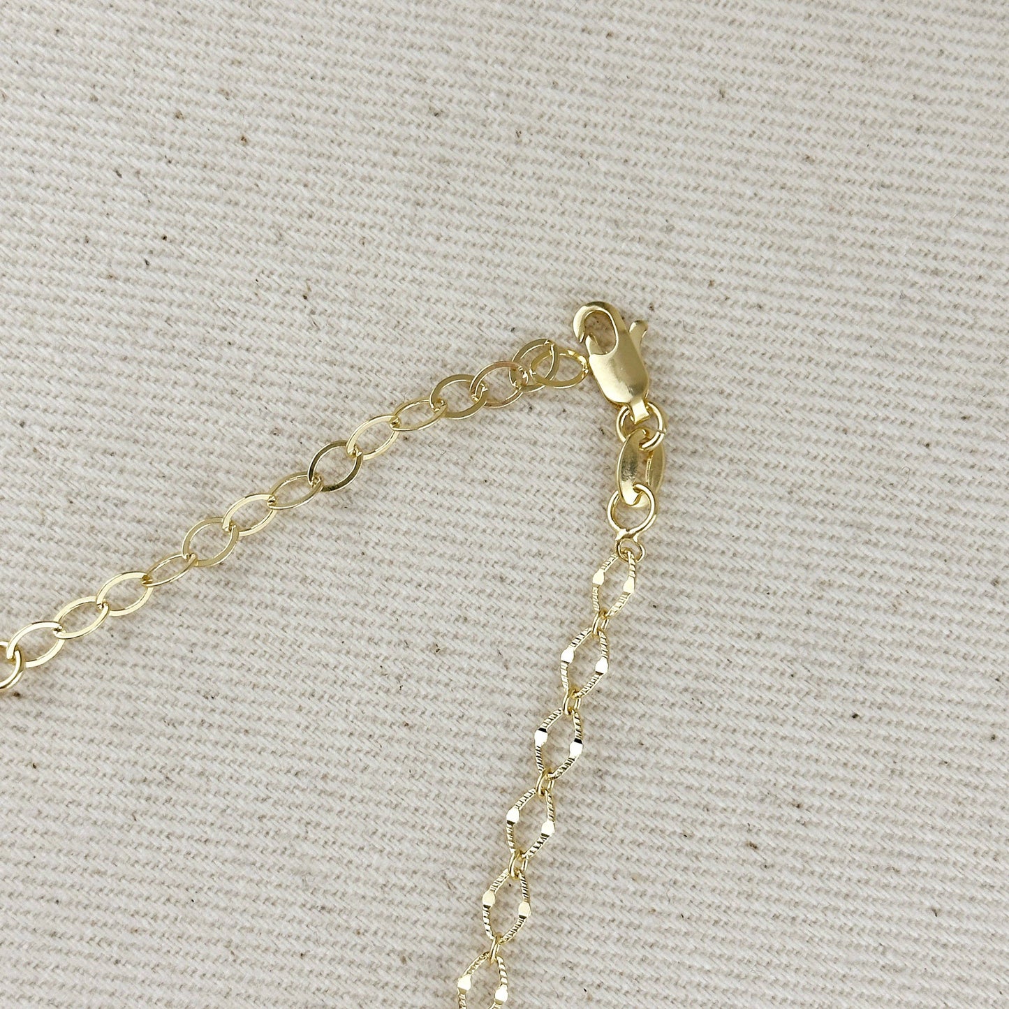18k Gold Filled Diamond Cut Detailed Chain Necklace