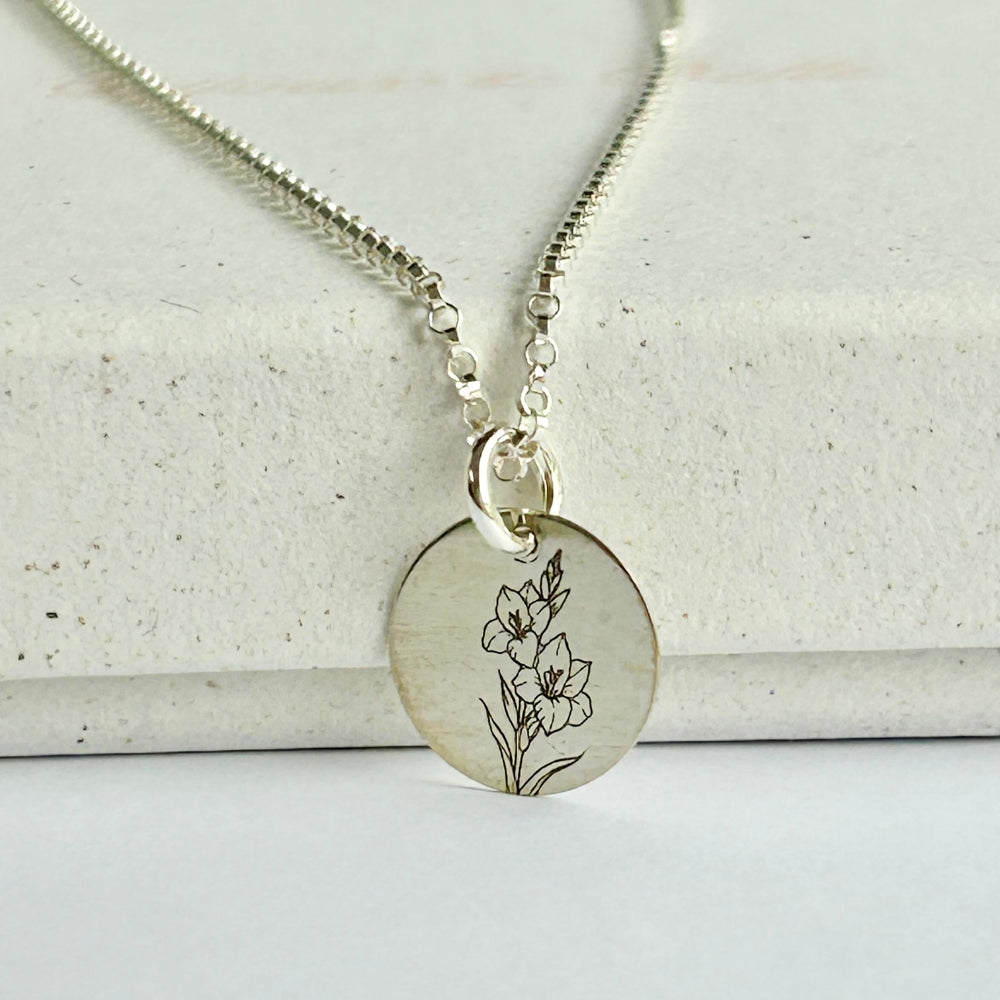 August Birth Flower Necklace | Gladiolus