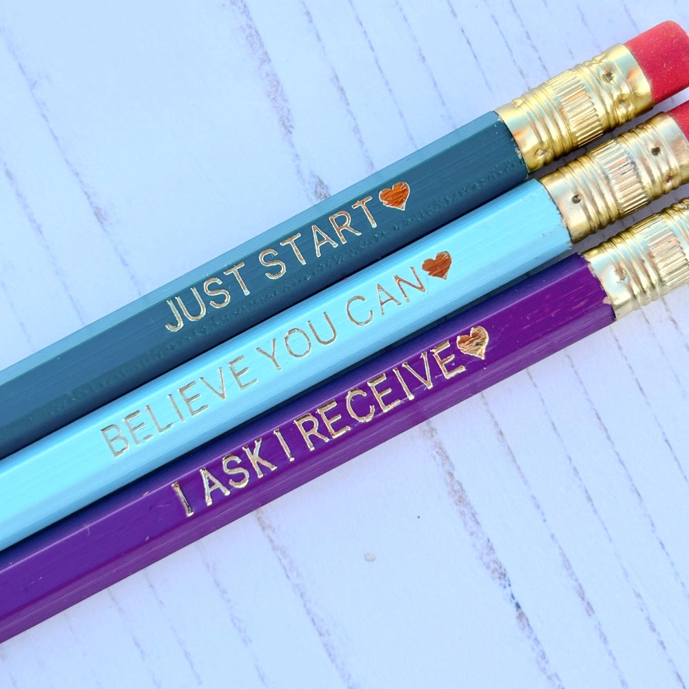 Gold Foiled Pencil Set - 'Believe you Can'