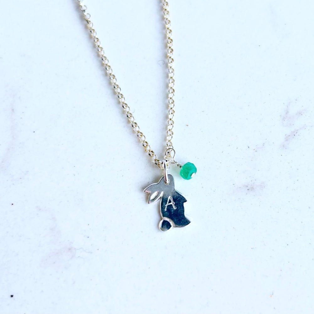 Personalised Bunny Rabbit Birthstone Necklace