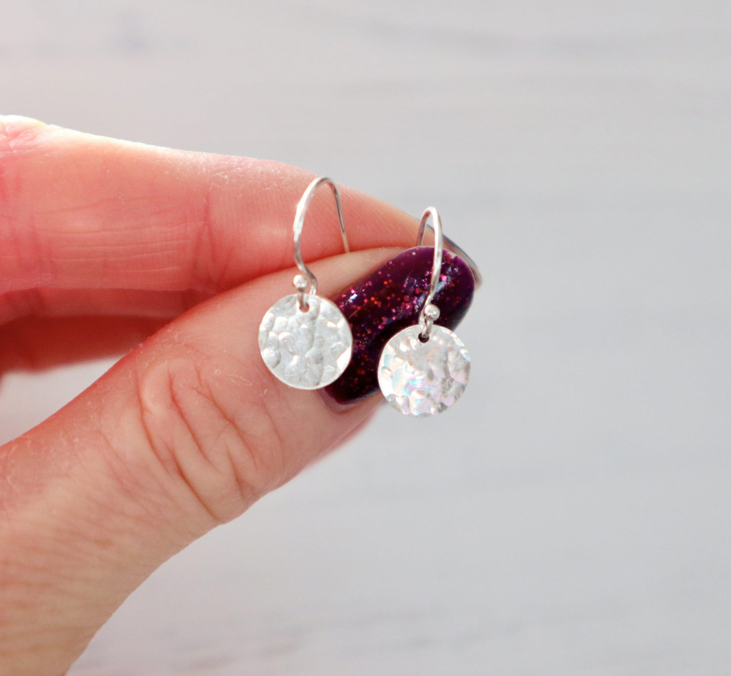 Sterling Silver Hammered Disc Earrings