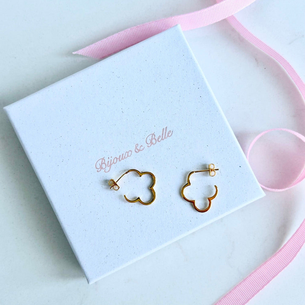 Four Leaf Clover Hoop Earrings