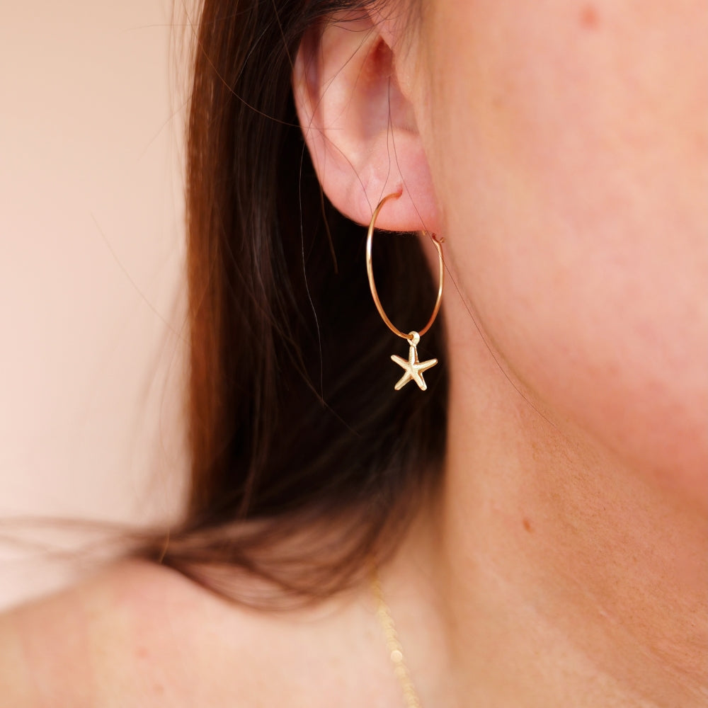 Gold Starfish Hoops