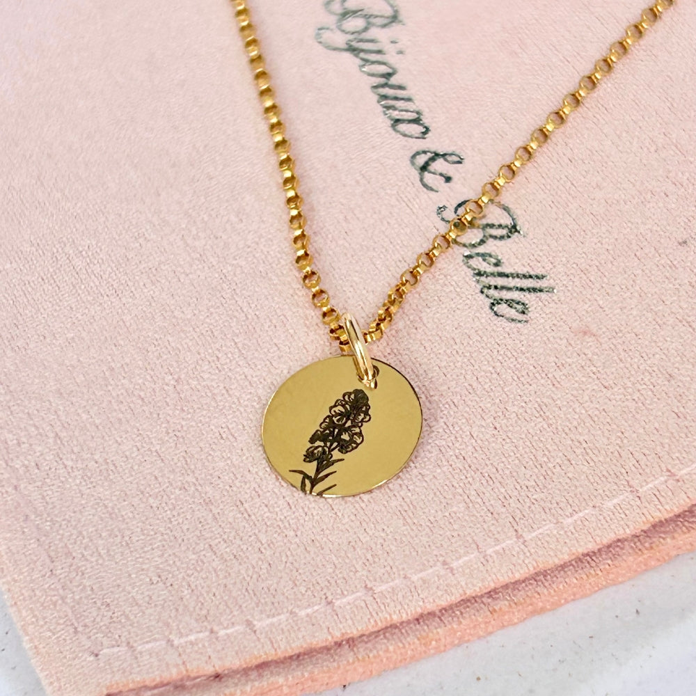 July Birth Flower Necklace | Larkspur
