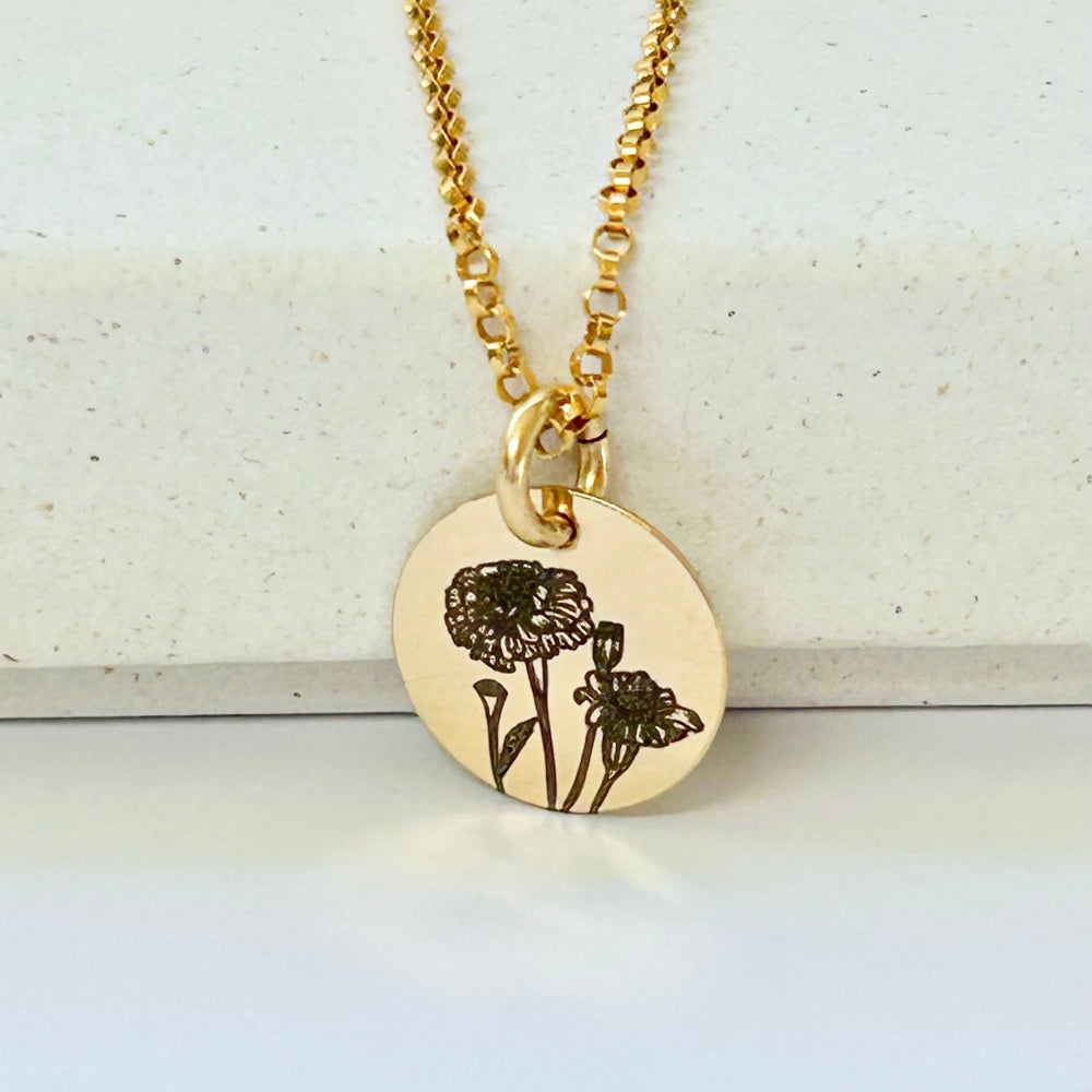 October Birth Flower Necklace | Marigold