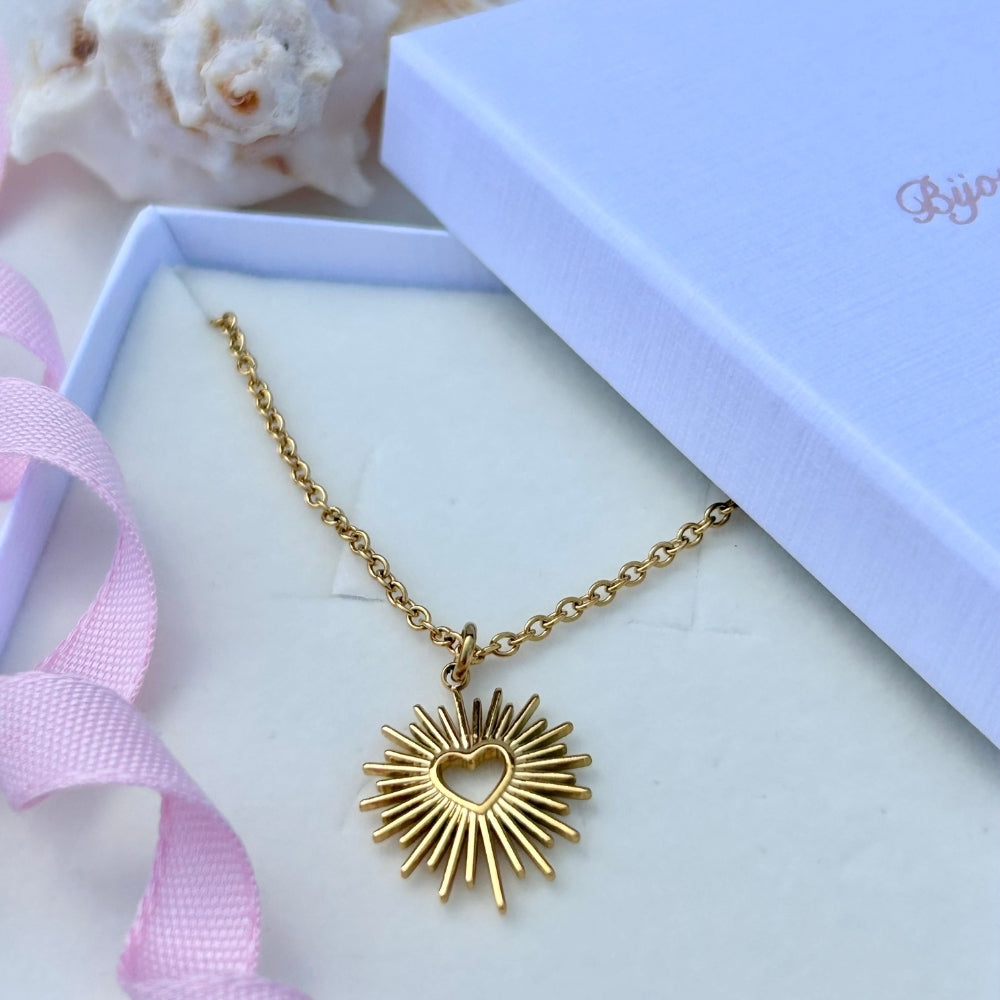 Gold PVD Plated Sunburst Necklace