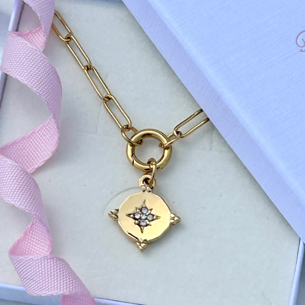 Gold PVD Plated Sparkly North Star Necklace | Hope, Guidance & Eternity
