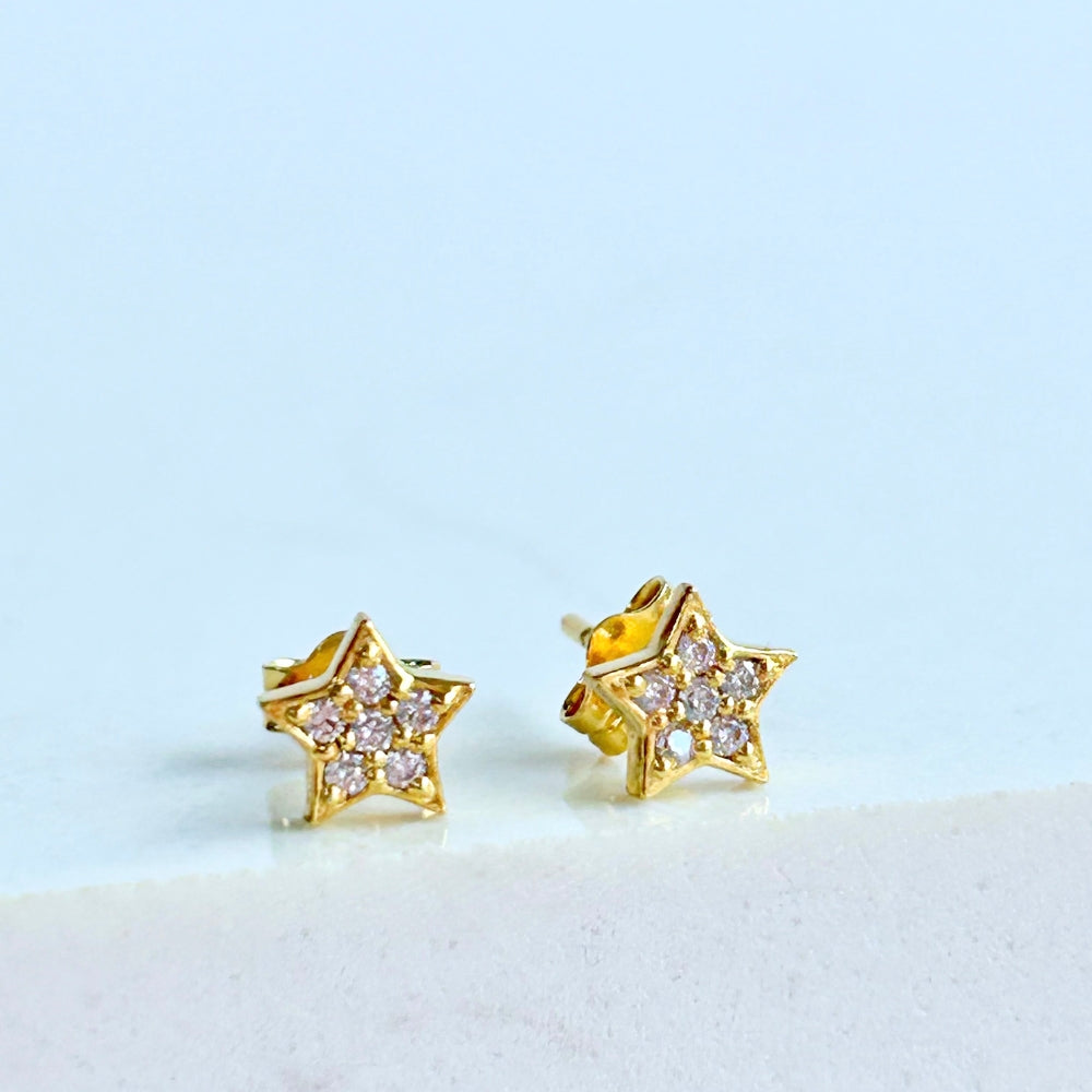 Sparkly Gold Star Studs