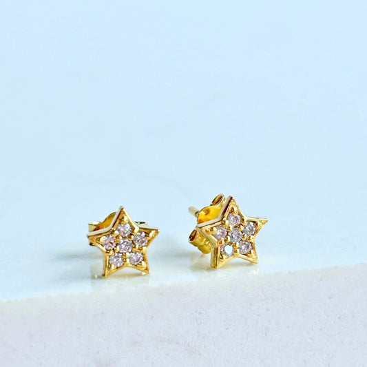 Sparkly Gold Star Studs