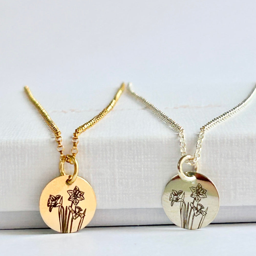 March Birth Flower Necklace | Daffodil
