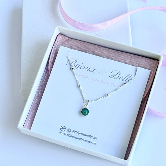 May Birth Stone Necklace - Emerald (Re-birth,  Renewal & Growth)