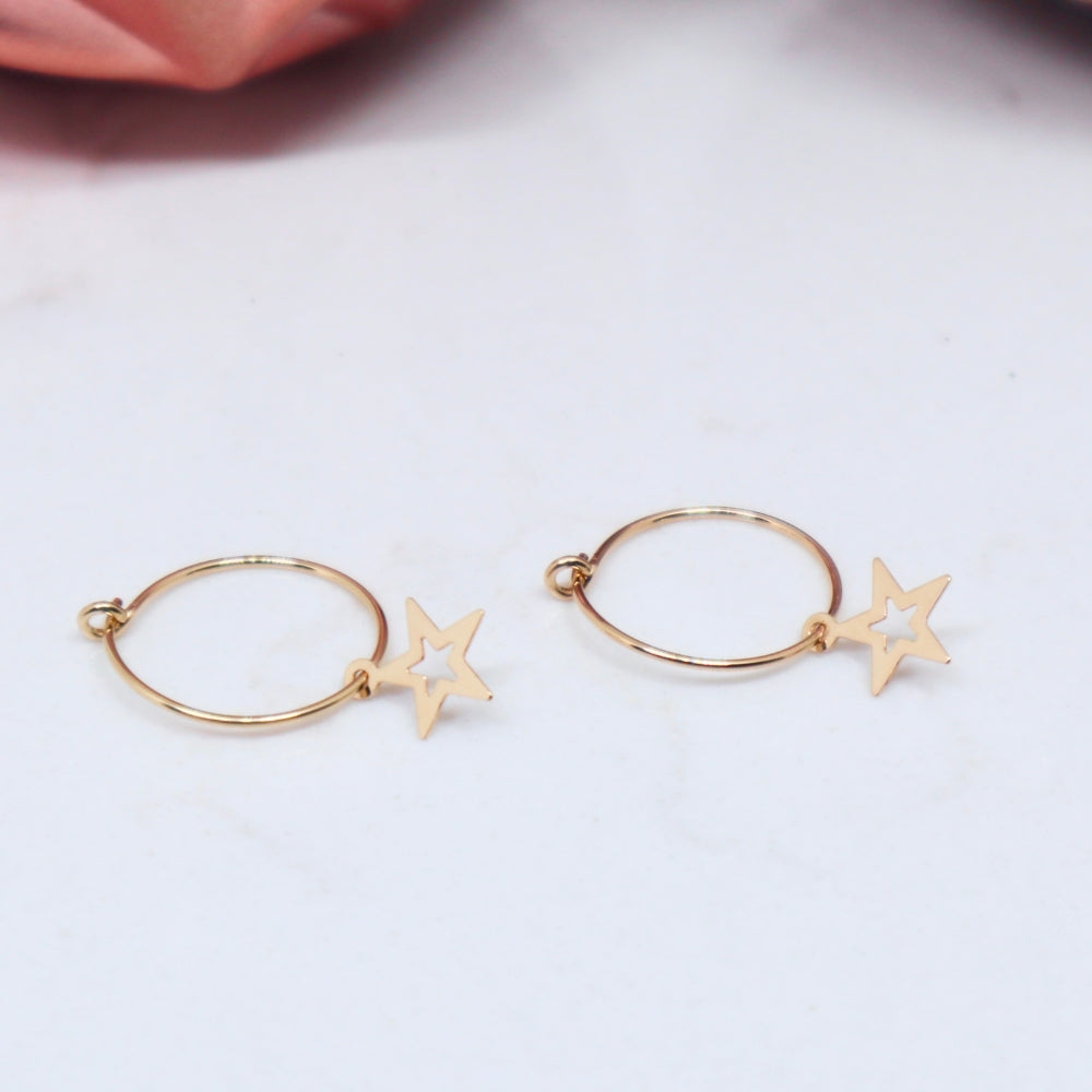 Open Star Hoop Earrings