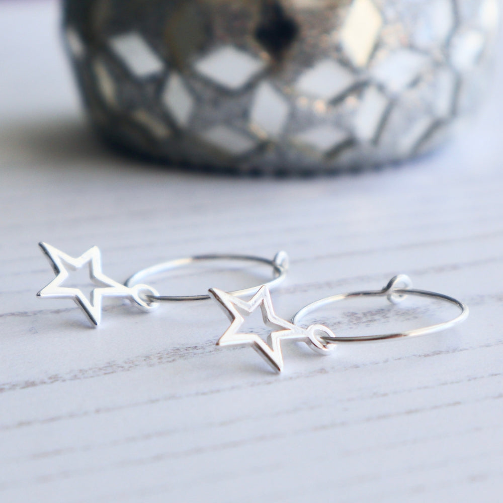 Open Star Hoop Earrings