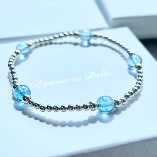 Recycled Sterling Silver Stacking Bracelet – Sky Blue