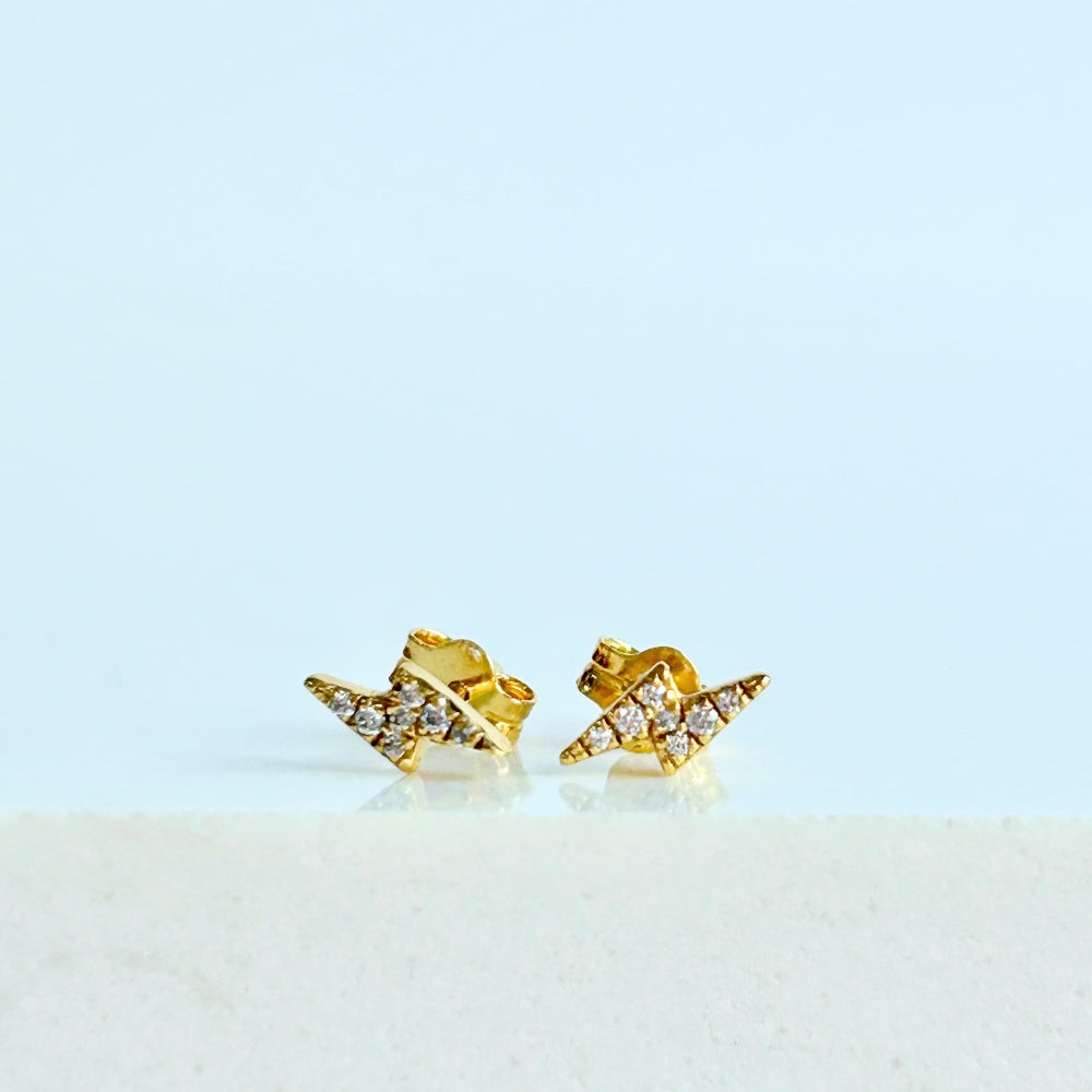 Sparkly Gold Lightning Studs