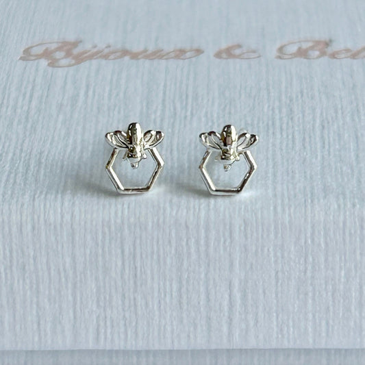 Sterling Silver Honeycomb Bee Studs | Strength, Harmony & Abundance