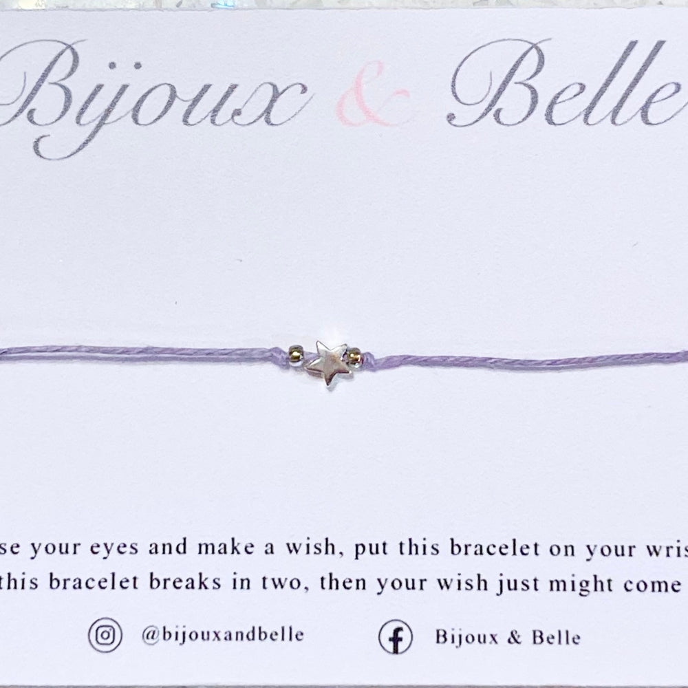 Sterling Silver Wish Friendship Bracelet – Star (Lilac)