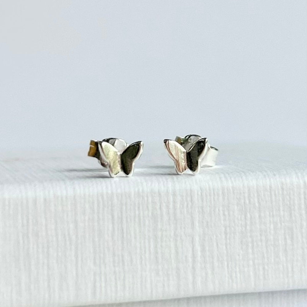 Tiny Sterling Silver Butterfly Studs | Transformation, Growth & Joy