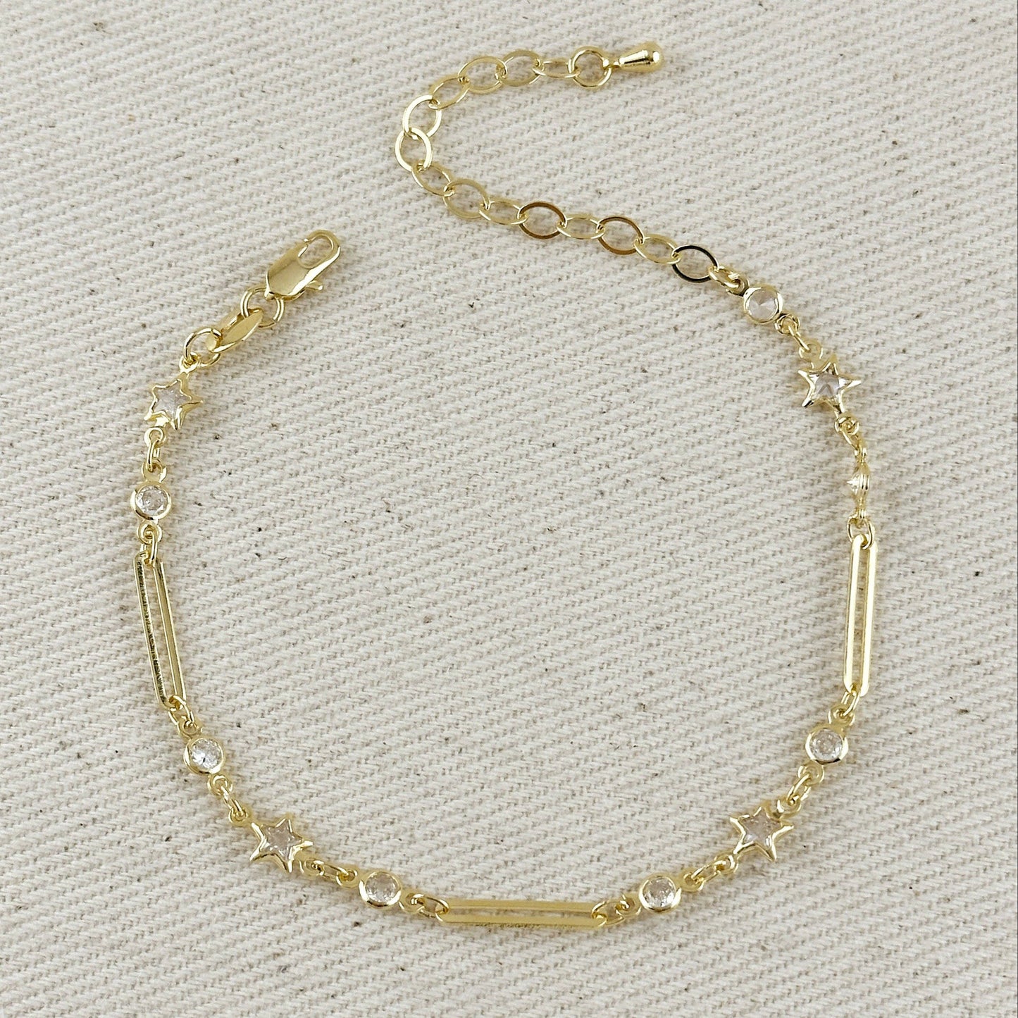 18k Gold Filled Paperclip And Stars CZ Bracelet | Guidance, Hope & Eternity