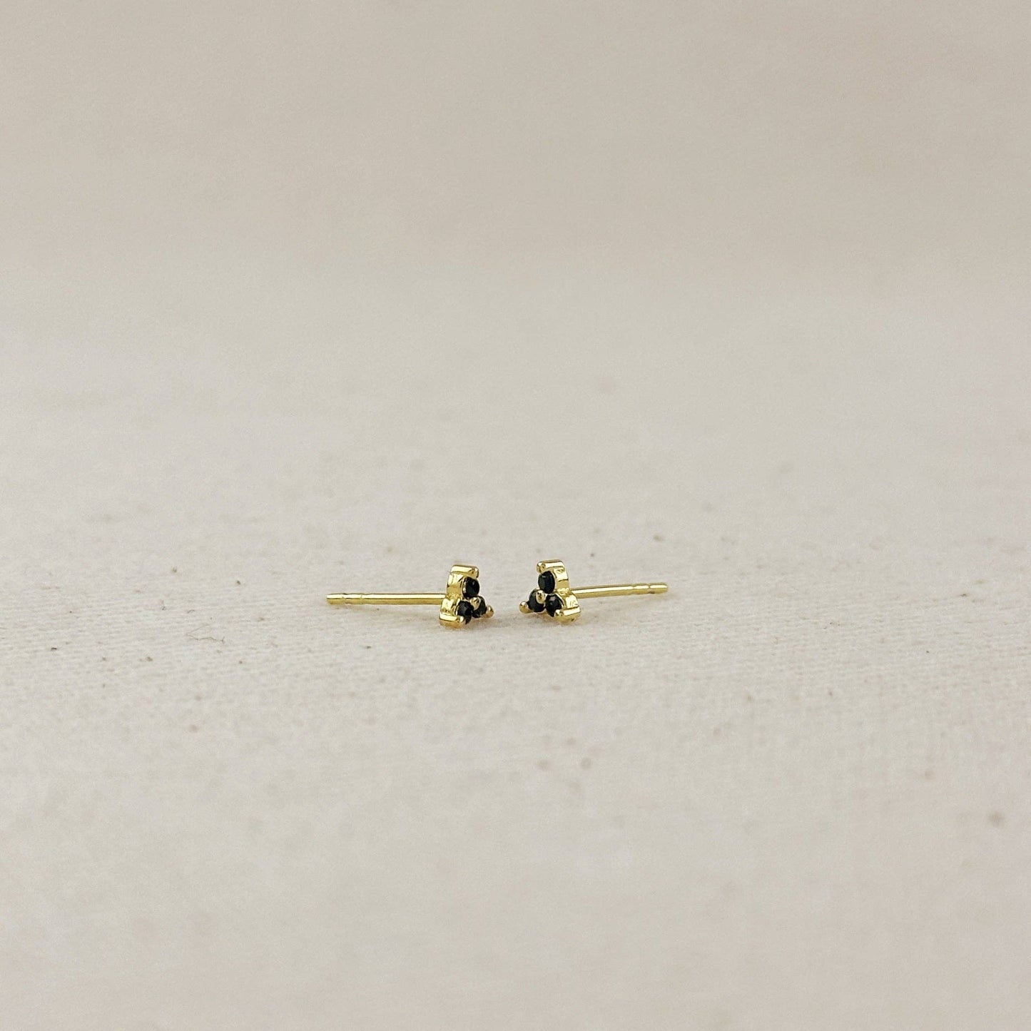 18K Gold Filled Triple CZ Triangle Stud Earrings