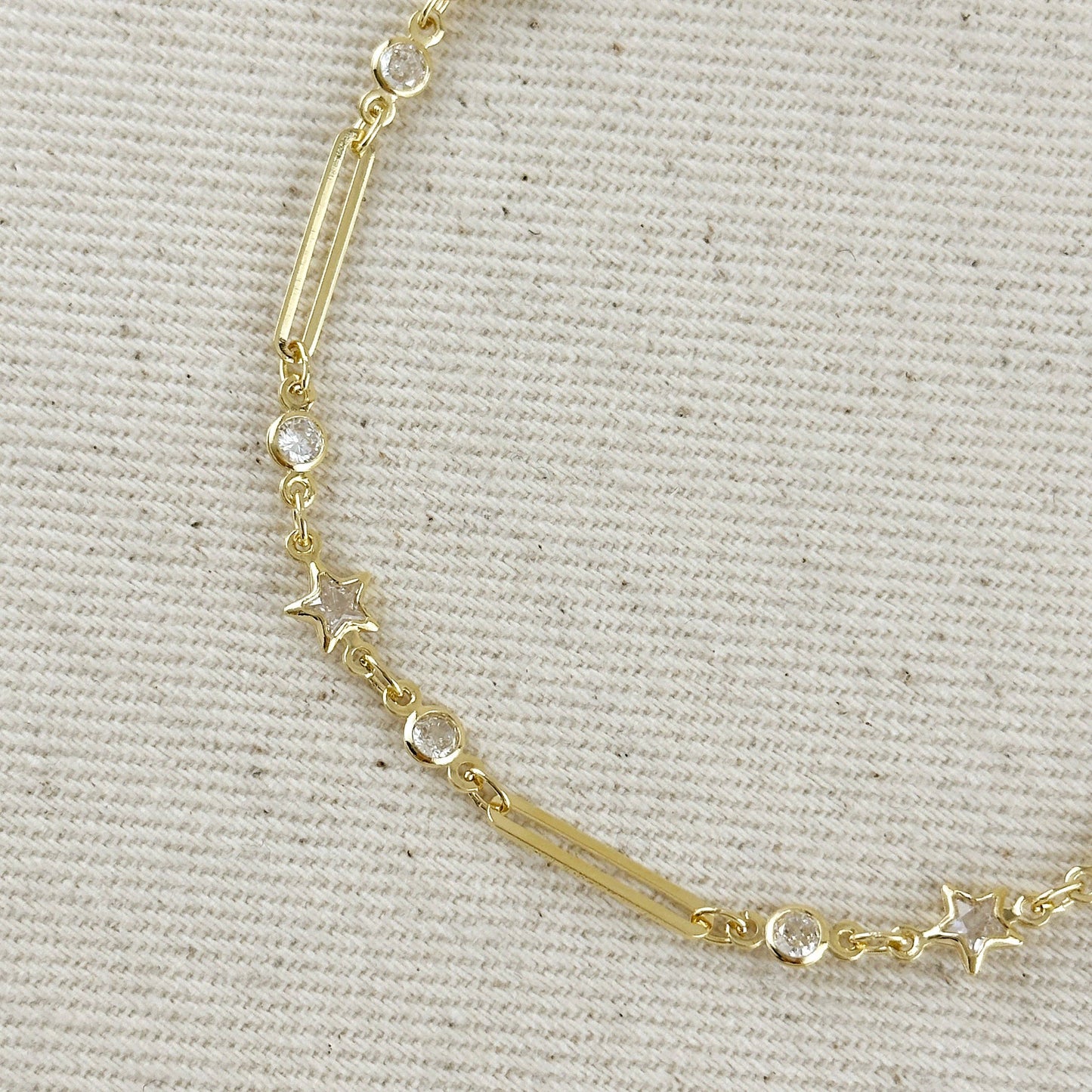18k Gold Filled Paperclip And Stars CZ Bracelet | Guidance, Hope & Eternity